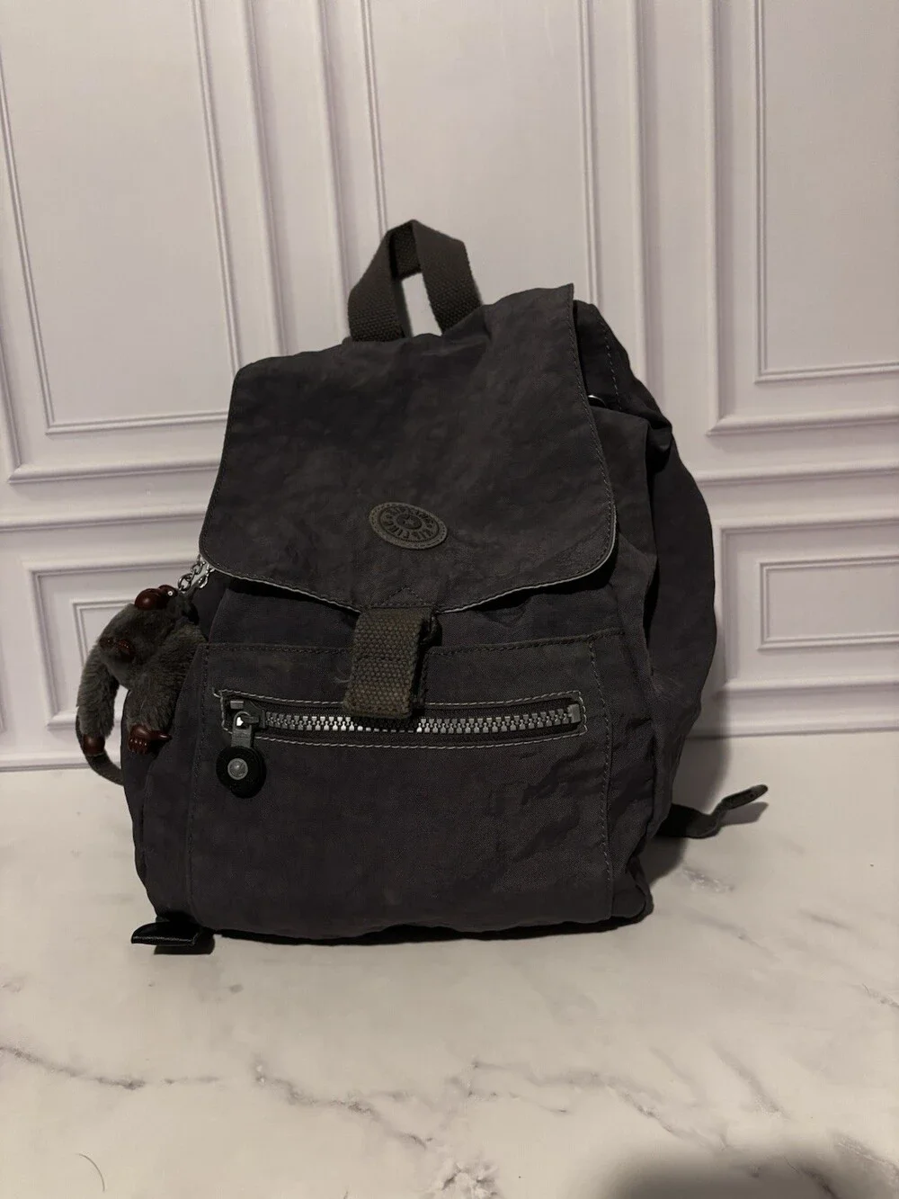 Kipling Scoop Medium Backpack Gray Nylon Monkey Keychain BP2376 Bookbag Bag
